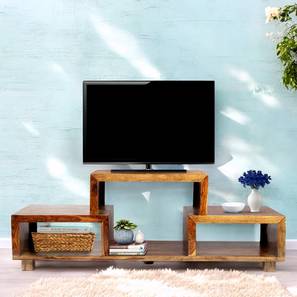 Tv Shelves Design Allen Solid Wood Free Standing TV Unit in Teak Finish