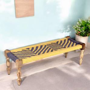 Hamilton Solid Wood Bench in Teak Purple & Yellow Finish-image-7