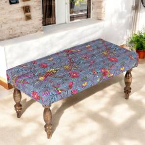 Bestone Solid Wood Bench in Teak Bird Print Grey Kantha Finish-image-38