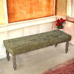 ikiriya Cairo Solid Wood Bench in Antique Grey Green Sparkle Velvet Finish-picture-12