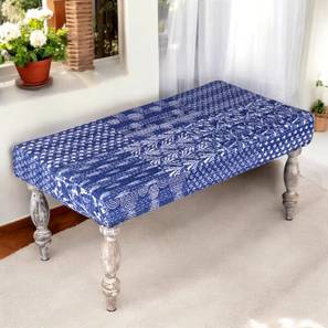 Bestone Solid Wood Bench in Antique Grey Indigo Patchwork Kantha Finish-image-10