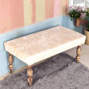 Bestone Solid Wood Bench in Teak Ivory Sparkle Velvet Finish-image-1