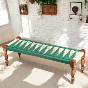 Hamilton Solid Wood Bench in Lacquered Green & White Finish-image-8