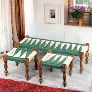 ikiriya Hamilton Solid Wood Bench in Lacquered Green & White Finish-picture-3