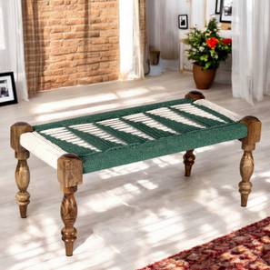 Oakville Solid Wood Bench in Lacquered Green & White Finish