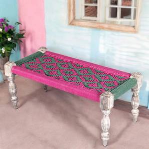 Oakville Solid Wood Bench in Lacquered Pink & Green Finish-image-8