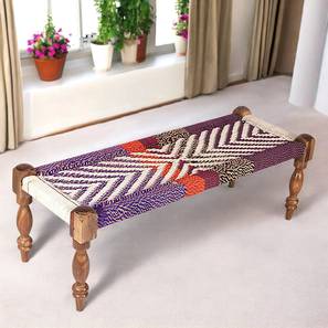 Hamilton Solid Wood Bench in Lacquered Multicoloured & White Rope Finish-image-9