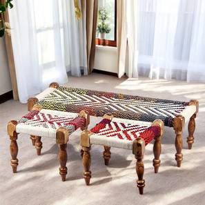 ikiriya Hamilton Solid Wood Bench in Lacquered Multicoloured & White Rope Finish-picture-13