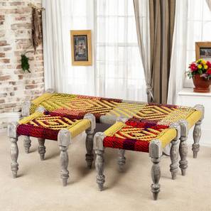 Hamilton Solid Wood Bench in Lacquered Multicoloured & Yellow Rope Finish-image-10