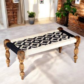 ikiriya Oakville Solid Wood Bench in Lacquered Black & White Finish-picture-12