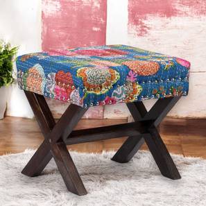 ikiriya Rosslyn Solid Wood Pouf Stool in Navy Blue Velvet-picture-30