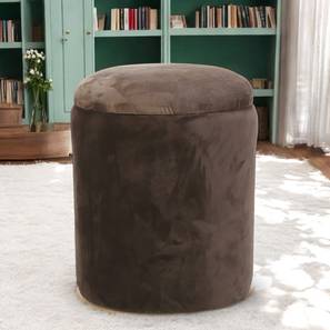 ikiriya Wayne Solid Wood Ottoman Pouffee in Taupe Brown Velvet-picture-14