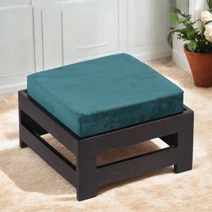 ikiriya Amber Sheesham Wood Stool in Mahogany Finish & Turquoise Sea Velvet Cushion-picture-17