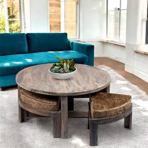 ikiriya Nashville Round Solid Wood Coffee Table in Antique Grey Finish-picture-20