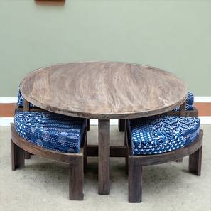 ikiriya Nashville Round Solid Wood Coffee Table in Antique Grey Finish-picture-11