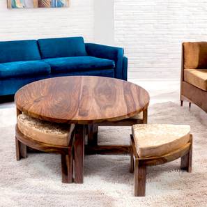 ikiriya Nashville Round Solid Wood Coffee Table in Teak Finish-picture-16
