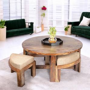 ikiriya Nashville Round Solid Wood Coffee Table in Teak Finish-picture-12