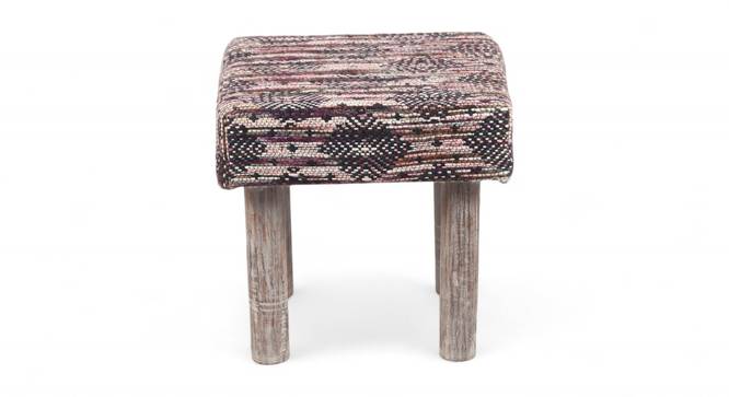 Lisbone Solid Wood Stool in Black Diamond Jackard fabric (Multicoloured) by Urban Ladder - - 