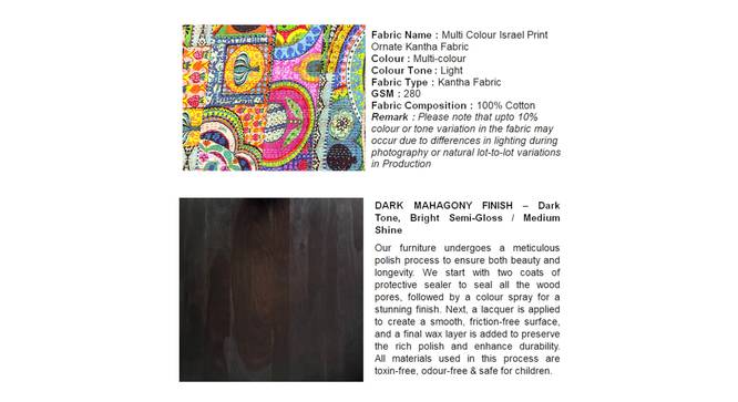 Amber Sheesham Wood Stool in Mahogany Finish & Turquoise Sea Velvet Cushion (Multicoloured) by Urban Ladder - - 