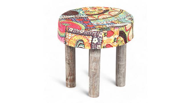 Kingsville Solid Wood Stool in Stripe Multi Colour Jackard fabric (Israel Print Kantha) by Urban Ladder - - 