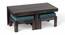Irish Sheesham Wood Coffee Table with 2 Stools Set in Mahogany Finish & Turquoise Sea Velvet fabric Cushions (Mahogany Finish) by Urban Ladder - - 