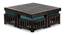 Palladio Sheesham Wood Coffee Table with 4 Stools Set in Teak Finish & Iron Grey Velvet fabric Cushions (Mahogany Finish, Turquoise) by Urban Ladder - - 