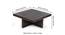 Palladio Sheesham Wood Coffee Table with 4 Stools Set in Teak Finish & Iron Grey Velvet fabric Cushions (Mahogany Finish, Turquoise) by Urban Ladder - - 