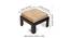 Irish Sheesham Wood Coffee Table with 2 Stools Set in Mahogany Finish & Turquoise Sea Velvet fabric Cushions (Dark Walnut Finish) by Urban Ladder - - 