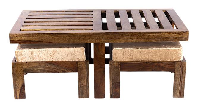 Irish Coffee Table Set - Velvet Cream (Teak Finish, Velvet Cream) by Urban Ladder - - 