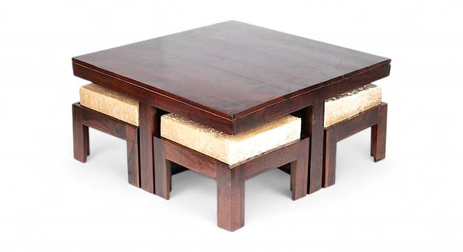 Blane Coffee Table Set - Velvet Cream (Walnut Finish, Velvet Cream) by Urban Ladder - - 