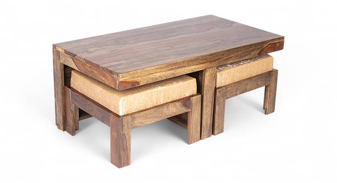 Ulysses Coffee Table Set - Velvet Cream (Teak Finish, Velvet Cream) by Urban Ladder - - 