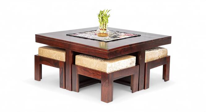 Blane Coffee Table Set - Velvet Cream (Walnut Finish, Velvet Cream) by Urban Ladder - - 