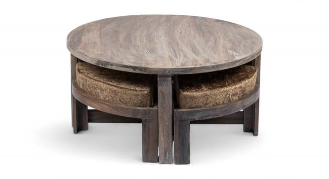 Nashville Coffee Table Set - Green Sparkle Velvet (Green Sparkle Velvet, Antique Grey Finish) by Urban Ladder - - 