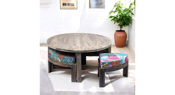 Nashville Coffee Table Set - Floral Print Green Kantha (Floral Print Green Kantha, Antique Grey Finish) by Urban Ladder - - 