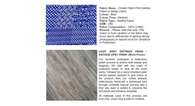 Nashville Coffee Table Set - Indigo Patchwork Kantha (Indigo Patchwork Kantha, Antique Grey Finish) by Urban Ladder - - 