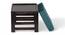 Houston Sheesham Wood Stool in Mahogany Finish & Turquoise Sea Velvet Cushion (Blue) by Urban Ladder - - 