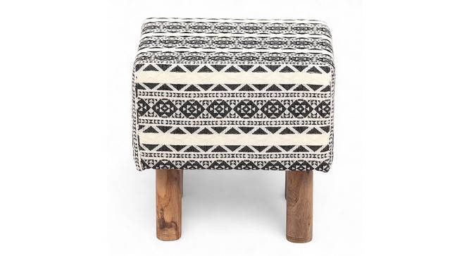 Verona Solid Wood Pouf Stool in Textured Cyan Blue Jackard fabric by Urban Ladder - - 