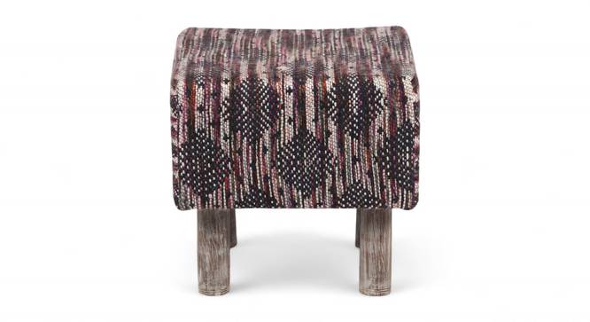 Verona Solid Wood Pouf Stool in Textured Cyan Blue Jackard fabric (Multicolor) by Urban Ladder - - 