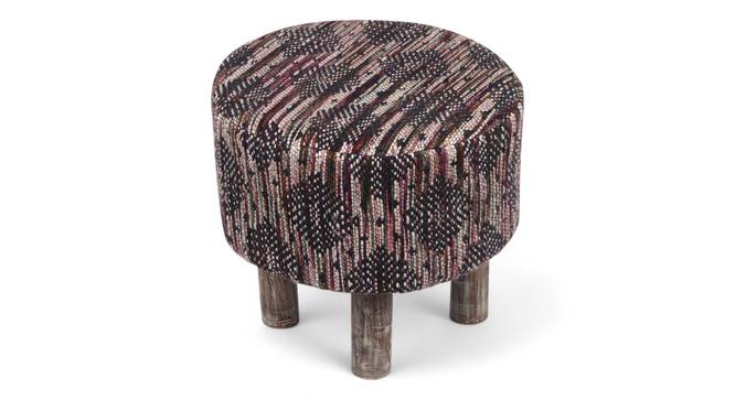 Morgan Solid Wood Pouf Stool in Black Diamond Jackard fabric (Multicoloured) by Urban Ladder - - 