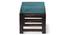 Houston Sheesham Wood Stool in Mahogany Finish & Turquoise Sea Velvet Cushion (Blue) by Urban Ladder - - 
