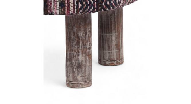Morgan Solid Wood Pouf Stool in Black Diamond Jackard fabric (Multicoloured) by Urban Ladder - - 