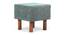 Verona Solid Wood Pouf Stool in Textured Cyan Blue Jackard fabric (Blue) by Urban Ladder - - 