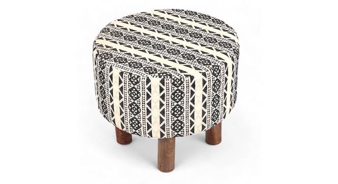 Collio Solid Wood Ottoman Pouffee in Stripe Orange Jackard fabric (Multicoloured) by Urban Ladder - - 