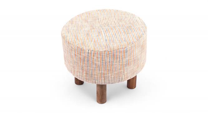 Collio Solid Wood Ottoman Pouffee in Stripe Orange Jackard fabric (Orange) by Urban Ladder - - 
