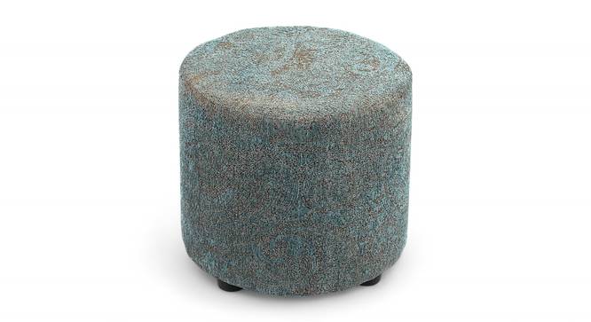 Lisbon Solid Wood Ottoman Pouffee in Textured Cyan Blue Jackard fabric (Blue) by Urban Ladder - - 