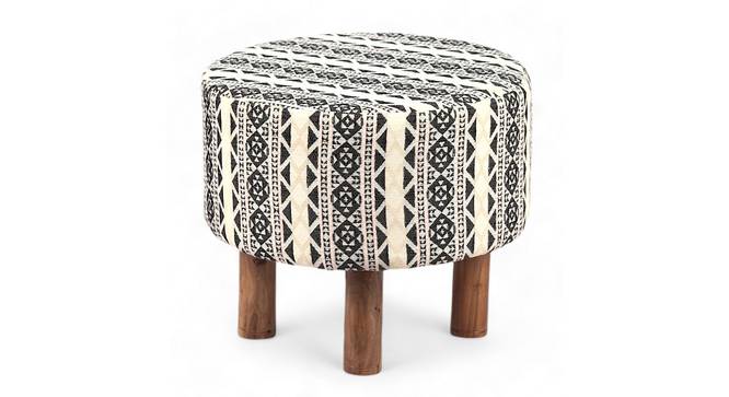 Collio Solid Wood Ottoman Pouffee in Stripe Orange Jackard fabric (Multicoloured) by Urban Ladder - - 