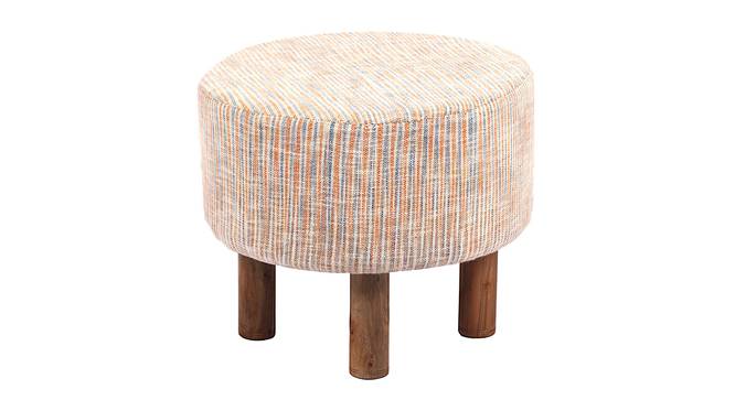 Collio Solid Wood Ottoman Pouffee in Stripe Orange Jackard fabric (Orange) by Urban Ladder - - 