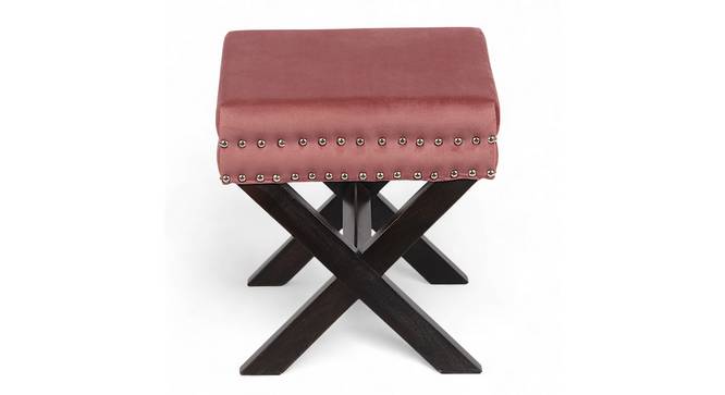 Rosslyn Solid Wood Pouf Stool in Navy Blue Velvet (Pink) by Urban Ladder - - 