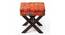 Rosslyn Solid Wood Pouf Stool in Navy Blue Velvet (Orange) by Urban Ladder - - 