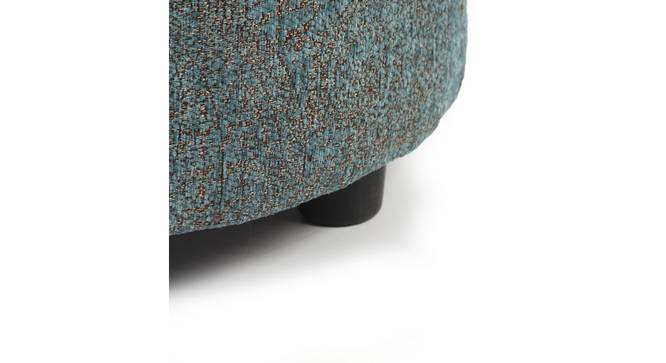 Lisbon Solid Wood Ottoman Pouffee in Textured Cyan Blue Jackard fabric (Blue) by Urban Ladder - - 